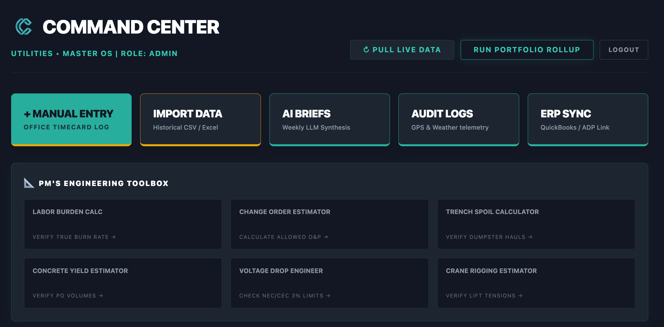 Command in Sync Command Center Dashboard Rendering Layout